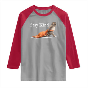 Punch Monkey Viral Trend Raglan Shirt Stay Kind TS14 Sport Gray Red Print Your Wear