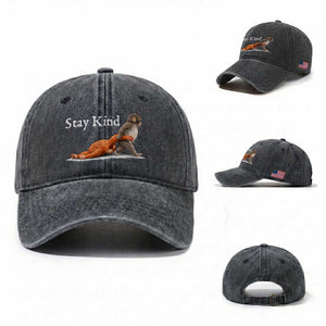 Punch Monkey Viral Trend Washed Cotton Baseball Cap - Stay Kind TS14 Washed Cap Universal Fit Dark Gray Print Your Wear