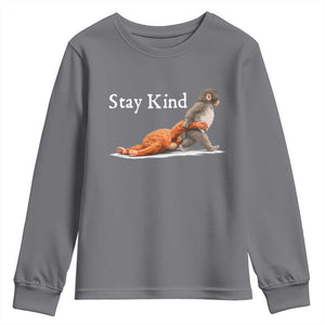 Punch Monkey Viral Trend Youth Sweatshirt Stay Kind TS14 Charcoal Print Your Wear