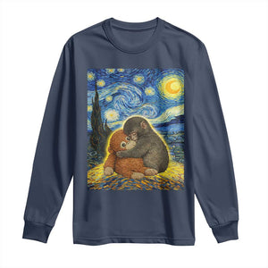 Punch Monkey Starry Night Viral Trend Long Sleeve Shirt TS14 Navy Print Your Wear