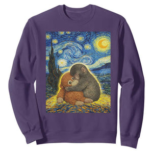 Punch Monkey Starry Night Viral Trend Sweatshirt TS14 Purple Print Your Wear