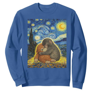 Punch Monkey Starry Night Viral Trend Sweatshirt TS14 Royal Blue Print Your Wear