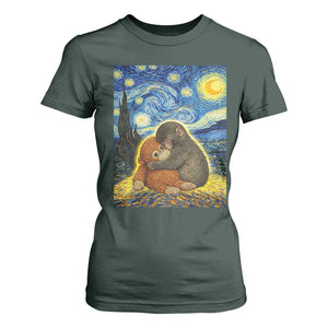 Punch Monkey Starry Night Viral Trend T Shirt For Women TS14 Dark Forest Green Print Your Wear