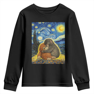 Punch Monkey Starry Night Viral Trend Youth Sweatshirt TS14 Black Print Your Wear