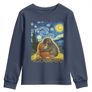 Punch Monkey Starry Night Viral Trend Youth Sweatshirt TS14 Navy Print Your Wear