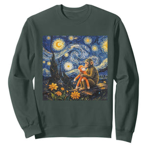 Baby Monkey Punch Starry Night Viral Trend Sweatshirt TS14 Dark Forest Green Print Your Wear