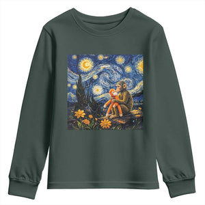 Baby Monkey Punch Starry Night Viral Trend Youth Sweatshirt TS14 Dark Forest Green Print Your Wear