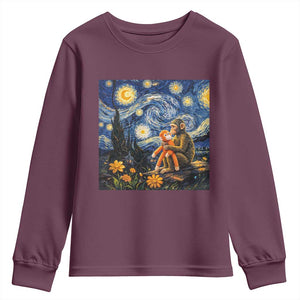 Baby Monkey Punch Starry Night Viral Trend Youth Sweatshirt TS14 Maroon Print Your Wear