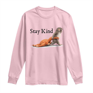 Punch The Monkey Meme Long Sleeve Shirt Stay Kind TS14 Light Pink Print Your Wear