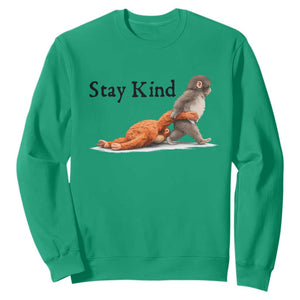 Punch The Monkey Meme Sweatshirt Stay Kind TS14 Irish Green Print Your Wear