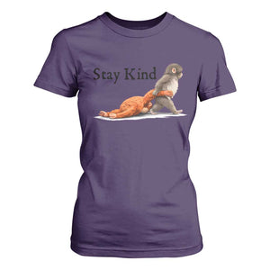 Punch The Monkey Meme T Shirt For Women Stay Kind TS14 Purple Print Your Wear
