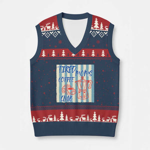 Tired Moms Coffee Club V-Neck Knit Sweater Vest Funny Mommy Mama Coffee Lover TS14 Navy Red Print Your Wear