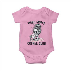 Tired Moms Coffee Club Baby Onesie Funny Skeleton Drinking Coffee Lover TS14 Light Pink Print Your Wear