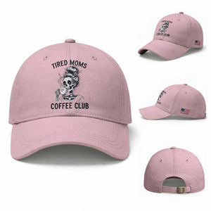 Tired Moms Coffee Club Baseball Cap Funny Skeleton Drinking Coffee Lover TS14 Baseball Cap Universal Fit Light Pink Print Your Wear