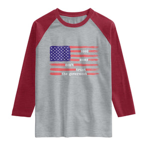 Cool Moms Don't Trust the Government Raglan Shirt Patrioctic Mama Anti Government TS14 Heather Gray Heather Red Print Your Wear