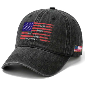 Cool Moms Don't Trust the Government Washed Cotton Baseball Cap Patrioctic Mama Anti Government TS14 Print Your Wear