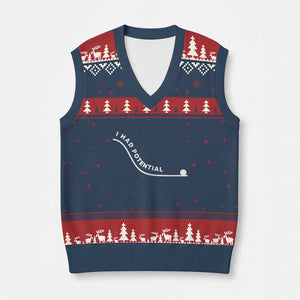 I Had Potential V-Neck Knit Sweater Vest Funny Sci-Fi Book Lover TS14 Navy Red Print Your Wear