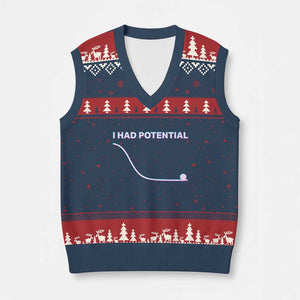 I Had Potential V-Neck Knit Sweater Vest Funny Physics Teacher Motivational Quote TS14 Navy Red Print Your Wear