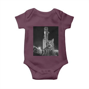 Funny Cat Selfie Lunar Mission 2026 Baby Onesie TS14 Maroon Print Your Wear
