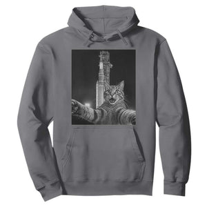Funny Cat Selfie Lunar Mission 2026 Hoodie TS14 Charcoal Print Your Wear