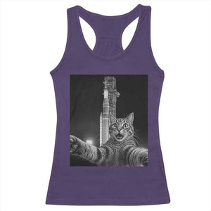 Funny Cat Selfie Lunar Mission 2026 Racerback Tank Top TS14 Purple Print Your Wear
