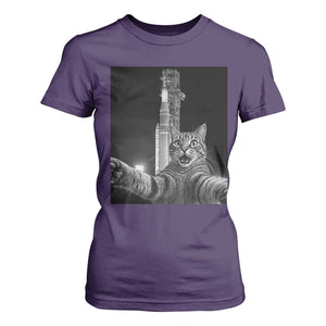 Funny Cat Selfie Lunar Mission 2026 T Shirt For Women TS14 Purple Print Your Wear