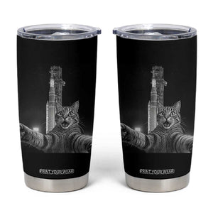 Funny Cat Selfie Lunar Mission 2026 Tumbler Cup TS14 Black Print Your Wear