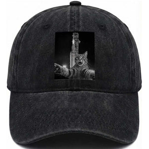 Funny Cat Selfie Lunar Mission 2026 Washed Cotton Baseball Cap TS14 Print Your Wear