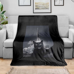 Funny Black Cat Selfie Throw Blanket Back To The Moon Mission 2026 TS14 Print Your Wear