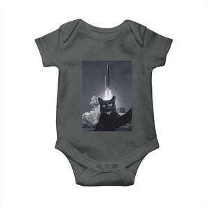 Funny Black Cat Selfie Baby Onesie Back To The Moon Mission 2026 TS14 Dark Heather Print Your Wear