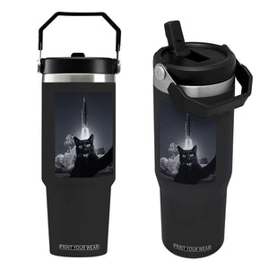 Funny Black Cat Selfie Flip Straw Tumbler Back To The Moon Mission 2026 TS14 One Size: 30 oz Black Print Your Wear