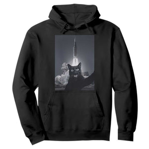 Funny Black Cat Selfie Hoodie Back To The Moon Mission 2026 TS14 Black Print Your Wear