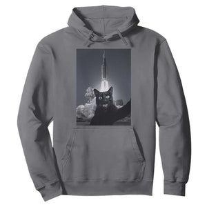 Funny Black Cat Selfie Hoodie Back To The Moon Mission 2026 TS14 Charcoal Print Your Wear