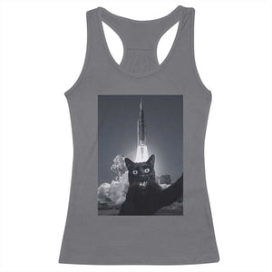 Funny Black Cat Selfie Racerback Tank Top Back To The Moon Mission 2026 TS14 Charcoal Print Your Wear