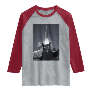 Funny Black Cat Selfie Raglan Shirt Back To The Moon Mission 2026 TS14 Heather Gray Heather Red Print Your Wear