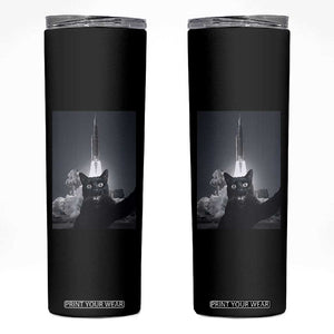Funny Black Cat Selfie Skinny Tumbler Back To The Moon Mission 2026 TS14 Black Print Your Wear
