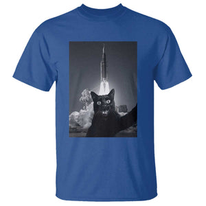 Funny Black Cat Selfie T Shirt Back To The Moon Mission 2026 TS14 Royal Blue Print Your Wear