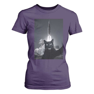 Funny Black Cat Selfie T Shirt For Women Back To The Moon Mission 2026 TS14 Purple Print Your Wear