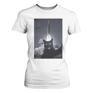 Funny Black Cat Selfie T Shirt For Women Back To The Moon Mission 2026 TS14 White Print Your Wear
