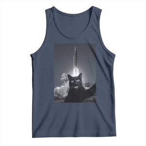 Funny Black Cat Selfie Tank Top Back To The Moon Mission 2026 TS14 Navy Print Your Wear