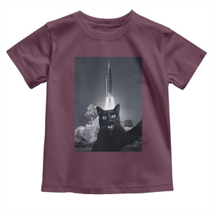 Funny Black Cat Selfie Toddler T Shirt Back To The Moon Mission 2026 TS14 Maroon Print Your Wear