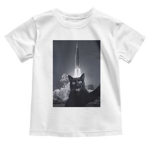 Funny Black Cat Selfie Toddler T Shirt Back To The Moon Mission 2026 TS14 White Print Your Wear