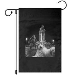 Funny Cat Selfie with Bigfoot Garden Flag Back To The Moon Mission 2026 TS14 Black Print Your Wear