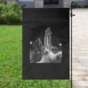 Funny Cat Selfie with Bigfoot Garden Flag Back To The Moon Mission 2026 TS14 Print Your Wear