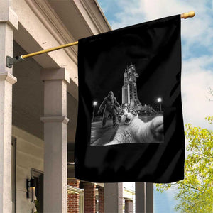Funny Cat Selfie with Bigfoot Garden Flag Back To The Moon Mission 2026 TS14 Print Your Wear