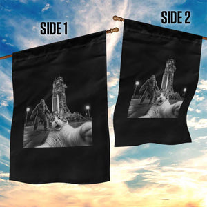 Funny Cat Selfie with Bigfoot Garden Flag Back To The Moon Mission 2026 TS14 Print Your Wear