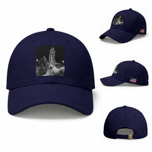 Funny Cat Selfie with Bigfoot Baseball Cap Back To The Moon Mission 2026 TS14 Baseball Cap Universal Fit Dark Blue Print Your Wear