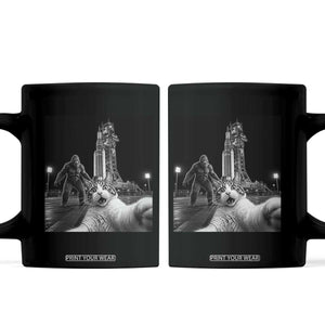 Funny Cat Selfie with Bigfoot Coffee Mug Back To The Moon Mission 2026 TS14 Black Print Your Wear
