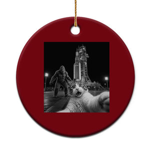 Funny Cat Selfie with Bigfoot Ceramic Ornament Back To The Moon Mission 2026 TS14 1pc Red Print Your Wear