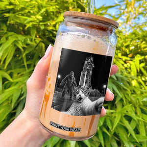 Funny Cat Selfie with Bigfoot Glass Can Back To The Moon Mission 2026 TS14 Black Print Your Wear